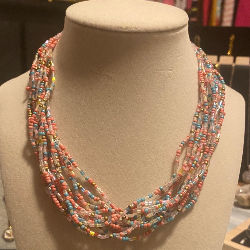 Multicolor Statement Beaded Necklace - image 1